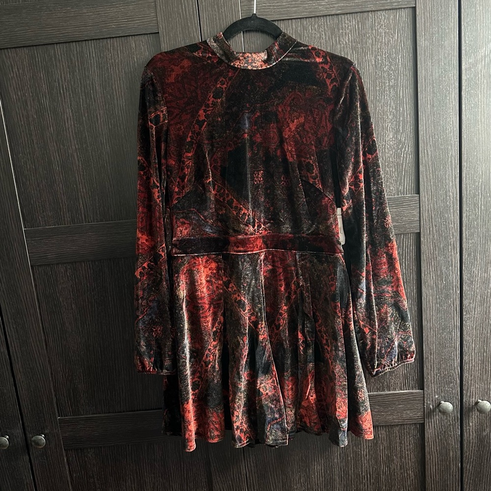 Free People Printed Burnout Velvet Backless Romper - Picture 4 of 15